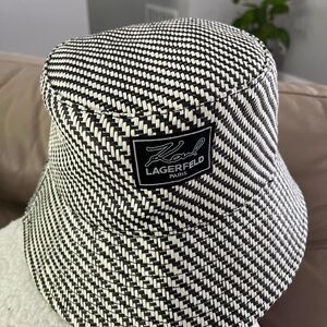 Karl Lagerfeld Black and White Woven Hat